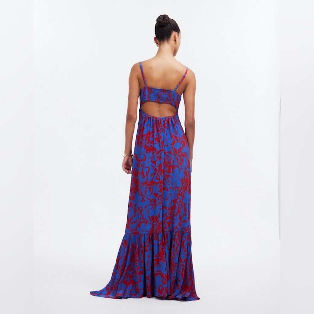 NWT Madewell Empire-Waist Tank Maxi Dress Blue and Red Floral (Size 12) - Picture 2 of 5